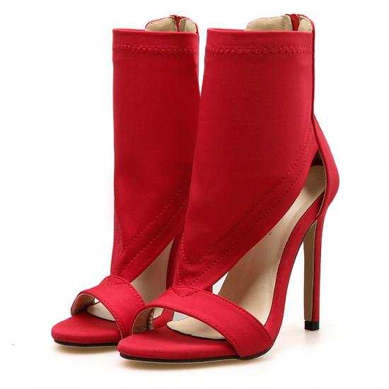Red Bandages T Strap Stiletto High Heels Sandals Shoe High Heels Zvoof