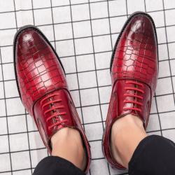 Red Croc Lace Up Formal Dapper Mens Formal Oxfords Dress Shoes
