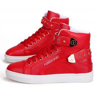Red Gold Stars Studs High Top Punk Rock Mens Sneakers Shoes