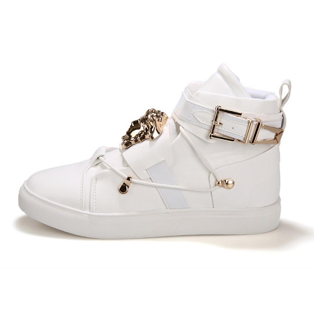 White Gold Medusa High Top Punk Rock Mens Sneakers Shoes ...