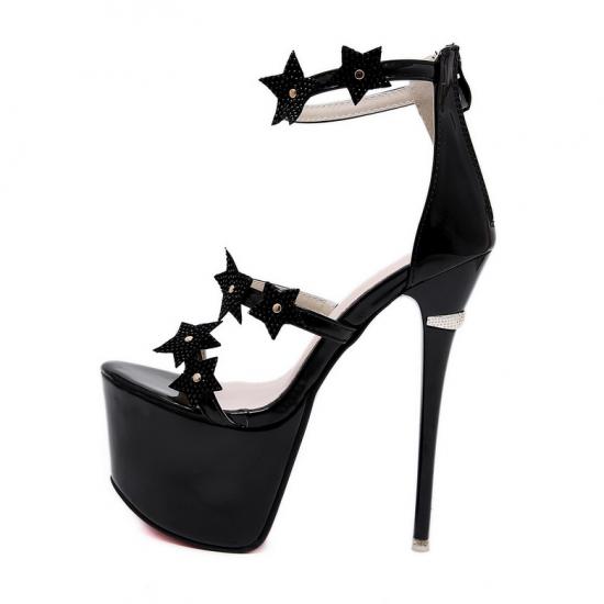 Black Diamantes Stars Platforms Super High Stiletto Heels Shoes Platforms Zvoof
