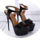 Black Patent Sexy Platforms Super High Stiletto Heels Shoes High Heels Zvoof