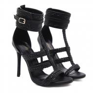 Black Sexy Ankle Straps Roman Gladiator Stiletto High Heels Sandals Shoes