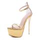 Gold Mirror Bridal Platforms Super High Stiletto Heels Sandals Shoes Platforms Zvoof