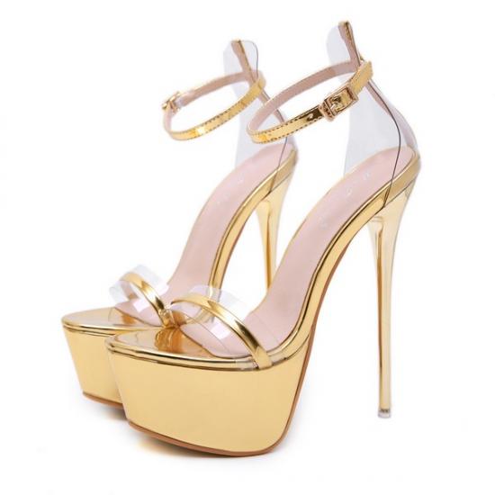 Gold Mirror Bridal Platforms Super High Stiletto Heels Sandals ...