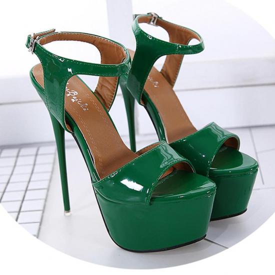 Green Patent Sexy Platforms Stage Super High Stiletto Heels Shoes High Heels Zvoof