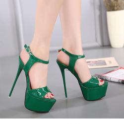 Green Patent Sexy Platforms Stage Super High Stiletto Heels Shoes