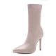 Khaki Satin Stretchy Party Mid Length High Stiletto Heels Boots Shoes High Heels Zvoof