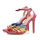 Pink Fushia Rainbow Straps Roman Gladiator Stiletto High Heels Sandals Shoes Sandals Zvoof