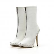 White Spikes Studs Punk Rock Stiletto High Heels Boots Shoes