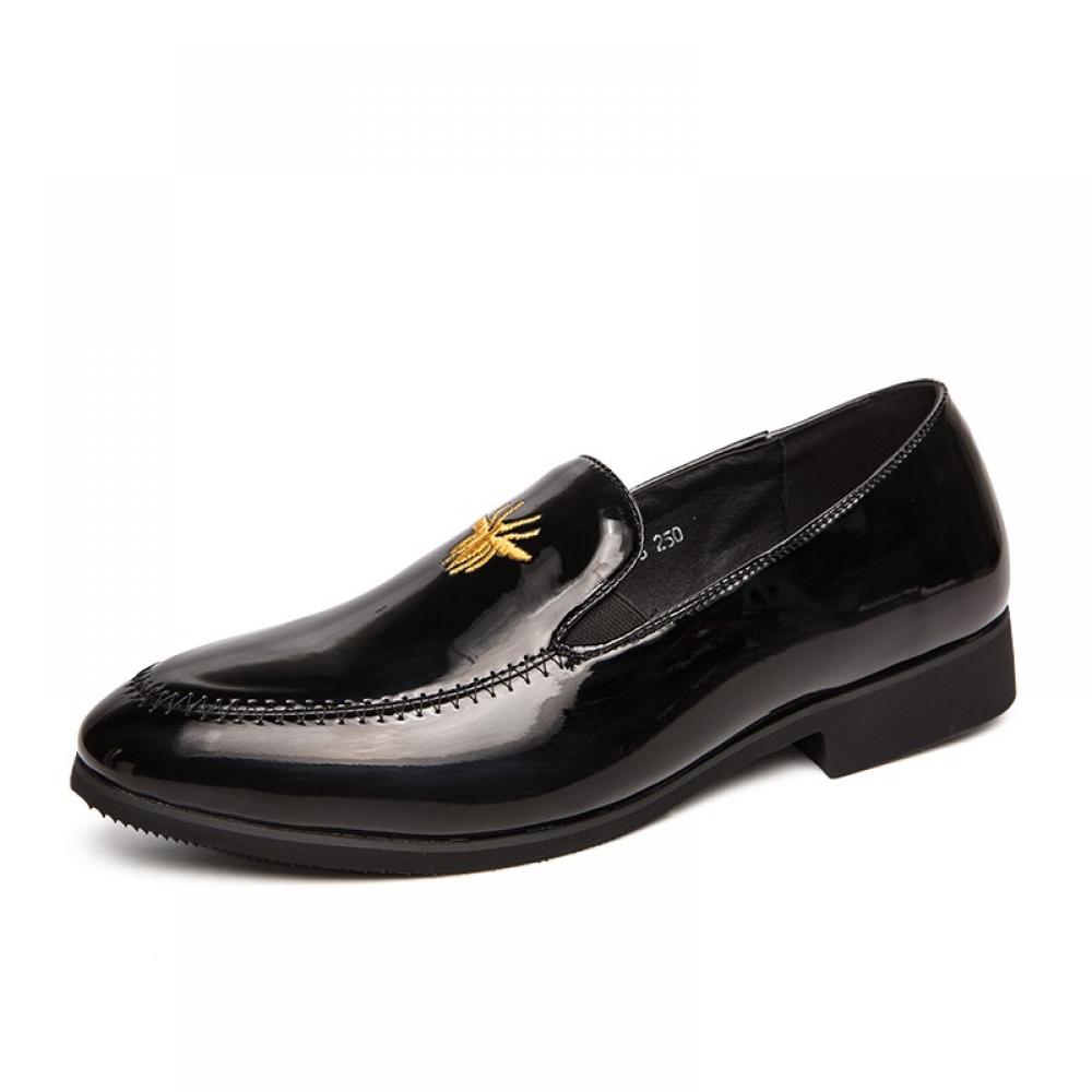 Black Glossy Patent Spider Mens Loafers Prom Flats Dress 7512