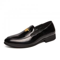 Black Glossy Patent Spider Mens Loafers Prom Flats Dress Shoes