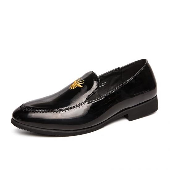 Black Glossy Patent Spider Mens Loafers Prom Flats Dress Shoes Loafers Zvoof