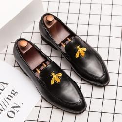 Black Gold Spider Mens Loafers Prom Flats Dress Shoes
