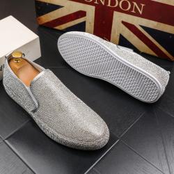Silver Diamantes Bling Bling Dapper Mens Loafers Flats Dress Shoes