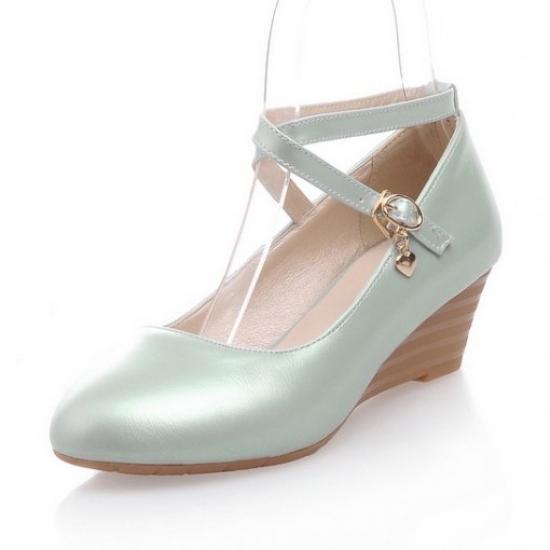 Blue Pastel Lolita Cross Straps Wedges Mary Jane Ballets Flats Shoes Mary Jane Zvoof