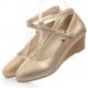 Gold Lolita Cross Straps Wedges Mary Jane Ballets Flats Shoes Mary Jane Zvoof