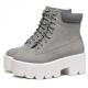 Grey Lace Up Chunky White Block Sole Funky Ankle Boots Shoes Platforms Zvoof