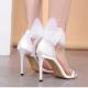 White Back Giant Bow Bridal Stiletto High Heels Sandals Shoes Sandals Zvoof