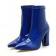  Blue Patent Pointed Head High Heels Ankle Boots