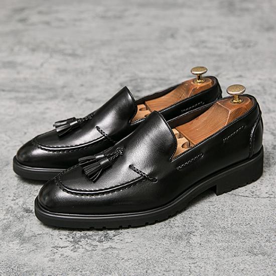 Black Tassels Prom Dapper Mens Loafers Flats Dress Shoes