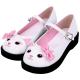 White Pink Cat Face Creepers Lolita Mary Jane Flats Shoes