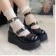 Black Hearts Platforms Creepers Lolita Mary Jane Chunky Sole Shoes