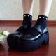 Black Devil Horn Platforms Creepers Lolita Mary Jane Chunky Shoes