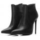 Black Leather Rider High Stiletto Heels Ankle Boots Shoes High Heels Zvoof