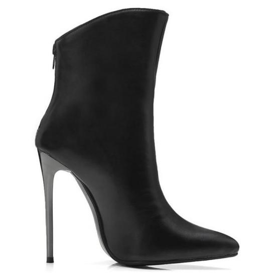 Black Pointed Head MId Long High Stiletto Heels Boots Shoes High Heels Zvoof