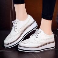 White Patent Lace Up Womens Platforms Sneakers Baroque Oxfords Shoes