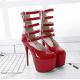 Red Patent Multiple Straps Platforms Super High Stiletto Heels Shoes Super High Heels Zvoof
