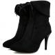 Black Suede Lace Up Ankle Flap High Stiletto Heels Boots Shoes Booties High Heels Zvoof