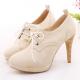 Cream Lace Up Vintage High Stiletto Heels Oxfords Shoes Boots Booties Oxfords Zvoof