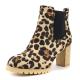 Khaki Suede Leopard Ankle High Heels Combat Chelsea Boots Shoes High Heels Zvoof