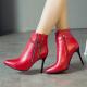 Red Side Zippers Pointed Head Ankle High Stiletto Heels Boots Shoes High Heels Zvoof