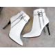 White Side Zippers Pointed Head Ankle High Stiletto Heels Boots Shoes High Heels Zvoof