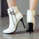 White Side Zippers Pointed Head Ankle High Stiletto Heels Boots Shoes High Heels Zvoof