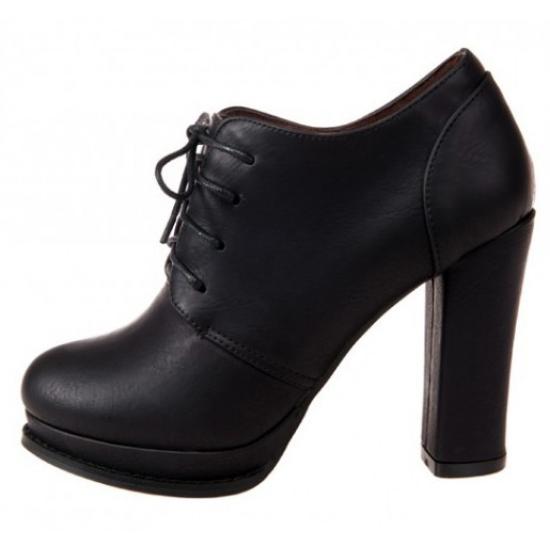Black Vintage Lace Up High Heels Oxfords Shoes Oxfords Zvoof