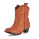 Brown Orange Mid Length Combat Rider Cowboy Country Boots Shoes Boots Zvoof