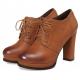 Brown Vintage Lace Up High Heels Oxfords Shoes Platforms Zvoof