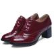 Burgundy Baroque Vintage Lace Up Mid Heels Oxfords Shoes Oxfords Zvoof