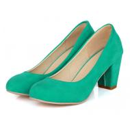 Green Suede Leather Round Head High Heels Shoes