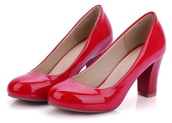 Red patent cheap high heel shoes