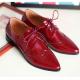 Red Patent Glossy Wingtip Pointed Head Lace Up Oxfords Shoes Oxfords Zvoof
