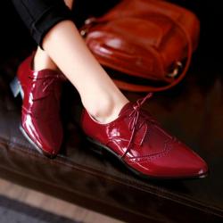 Red Patent Glossy Wingtip Pointed Head Lace Up Oxfords Shoes
