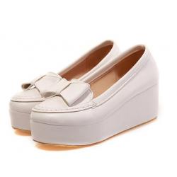 White Bow Platforms Wedges Lolita Flats Shoes