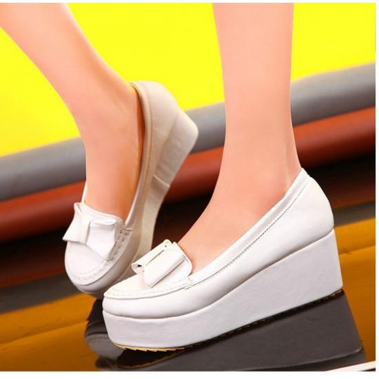 White Bow Platforms Wedges Lolita Flats Shoes Platforms Zvoof