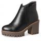 Black Cleated Sole HIgh Heels Chunky Ankle Miltary Chelsea Boots Shoes High Heels Zvoof