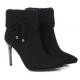Black Suede Woolen Flap Ankle High Stiletto Heels Boots Booties Shoes High Heels Zvoof